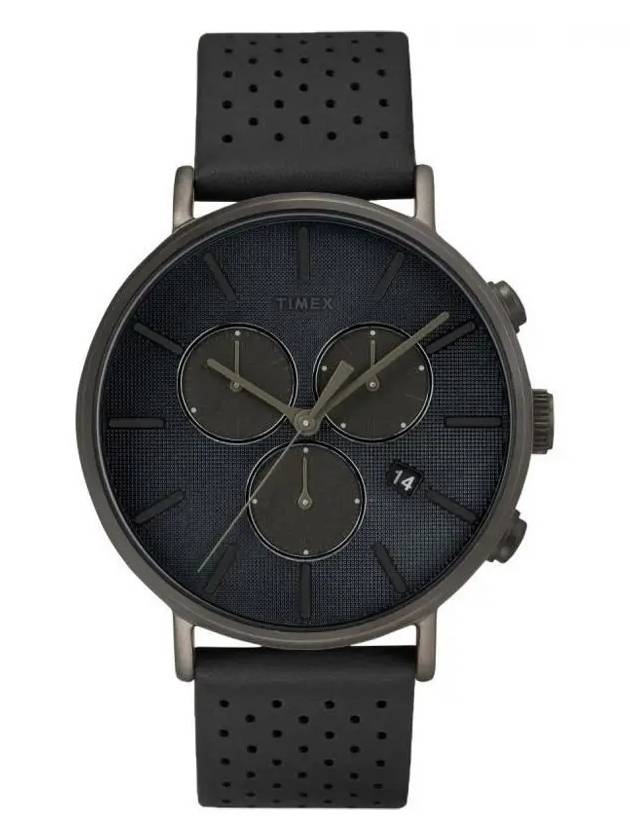 Men's Fairfield Supernova Analog Leather Watch Black - TIMEX - BALAAN 3