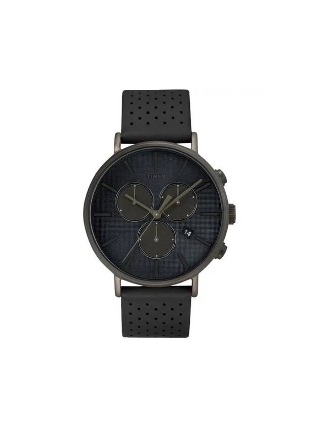 Men's Fairfield Supernova Analog Leather Watch Black - TIMEX - BALAAN 3