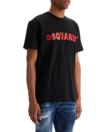 men's black cotton t-shirt with red logo - DSQUARED2 - BALAAN 2