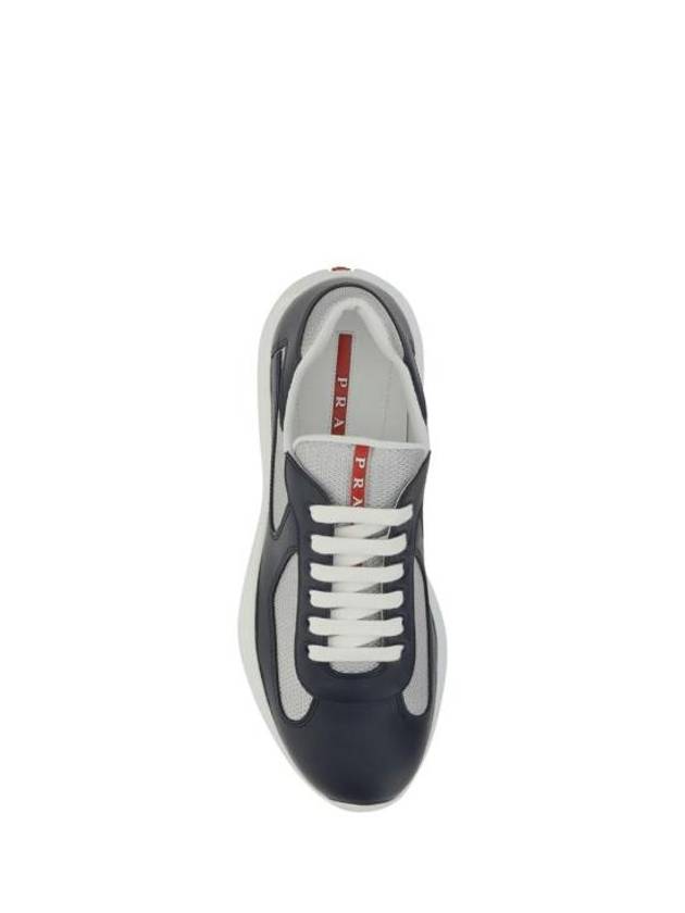 America's Cup Leather Low Top Sneakers Silver Navy - PRADA - BALAAN 5