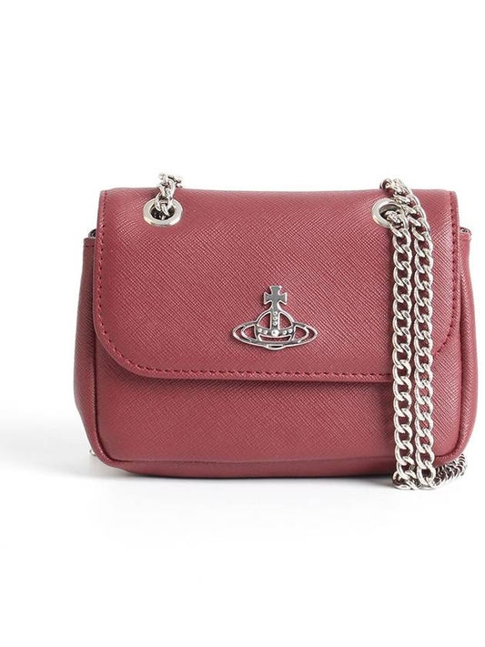 ORB logo calfskin small cross bag burgundy - VIVIENNE WESTWOOD - BALAAN.