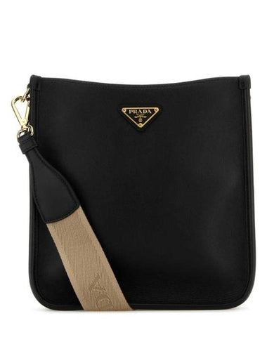 Triangle Logo Leather Cross Bag Black - PRADA - BALAAN 1