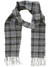 Tartan Check Fringe Wool Muffler Black Grey - BARBOUR - BALAAN 1