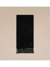 De Coeur Classic Wool Fringe Scarf Muffler Black USF405 334 - AMI - BALAAN 1