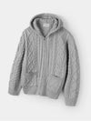 Two way cable hood zip up knit gray - INDUST - BALAAN 6