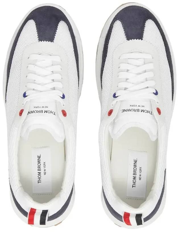 Fine Kid Suede Tech Runner Sneaker Navy - THOM BROWNE - BALAAN 4