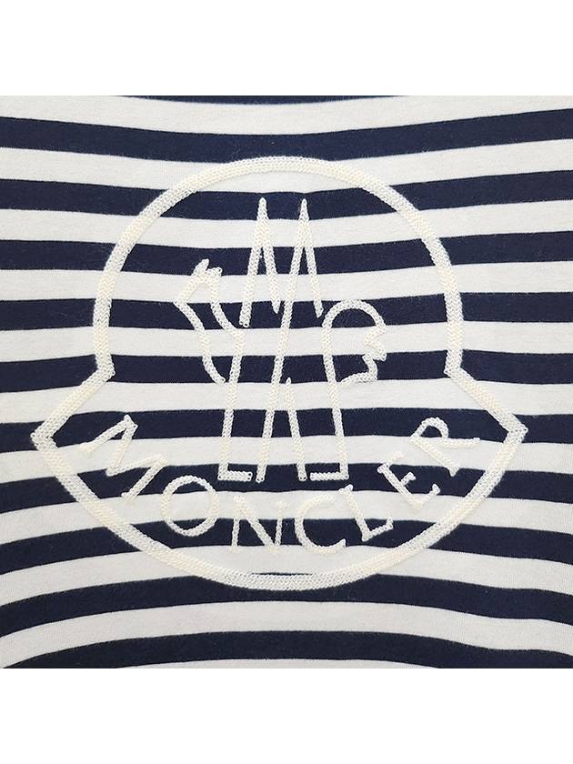 Kids Logo Embroidered Striped Short Sleeve T Shirt 12Y 14Y Blue White 8C00009 89AGB F07 - MONCLER - BALAAN 6