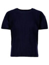 Pleated Short Slevee T-Shirt Navy - ISSEY MIYAKE - BALAAN 2