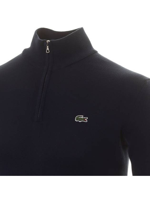 Organic Cotton Quarter Zip Knit Top Navy - LACOSTE - BALAAN 4