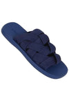 Men's Intrecciato Flat Slippers Navy Blue - BOTTEGA VENETA - BALAAN.