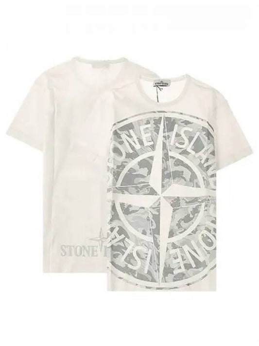 Men's Big Logo Camo Short Sleeve T-Shirt White - STONE ISLAND - BALAAN 2