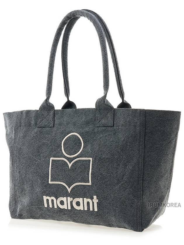 Yenky Zipper Logo Washed Cotton Tote Bag Grey - ISABEL MARANT - BALAAN 3