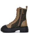 Women's Domino Biker Combat Walker Boots Beige - FENDI - BALAAN.