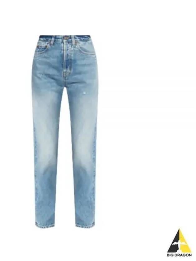 Slim Fit Denim Cotton Straight Jeans Blue - SAINT LAURENT - BALAAN 2