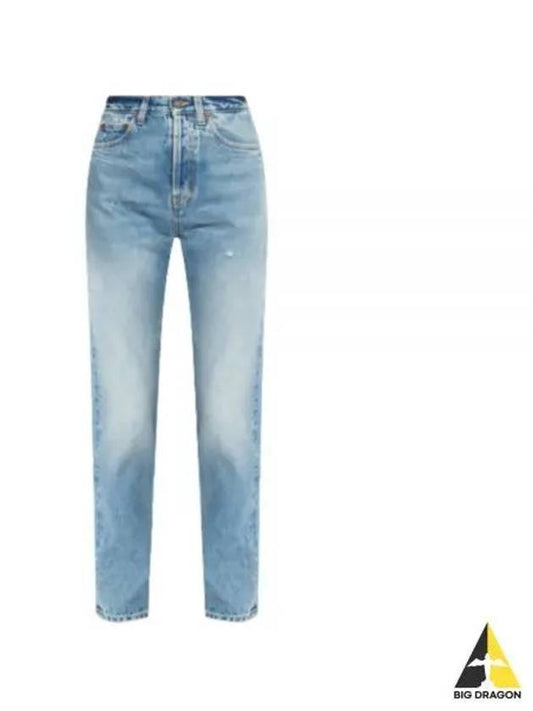 Slim Fit Denim Cotton Straight Jeans Blue - SAINT LAURENT - BALAAN 2