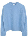 Women's Intreccio Wool Knit Top Blue - BOTTEGA VENETA - BALAAN.