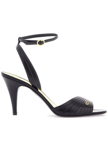 black goat leather sandals with gold buckle and stiletto heel - VALENTINO - BALAAN 1