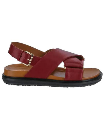 Fussbett Leather Sandals Burgundy - MARNI - BALAAN 1