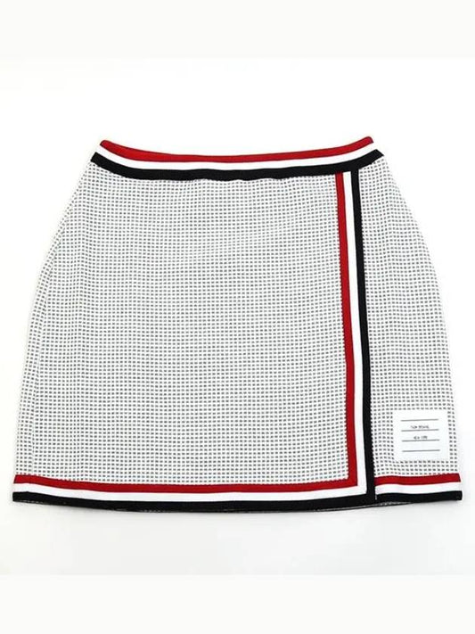three-stripe waffle mini H-line skirt light gray - THOM BROWNE - BALAAN 2