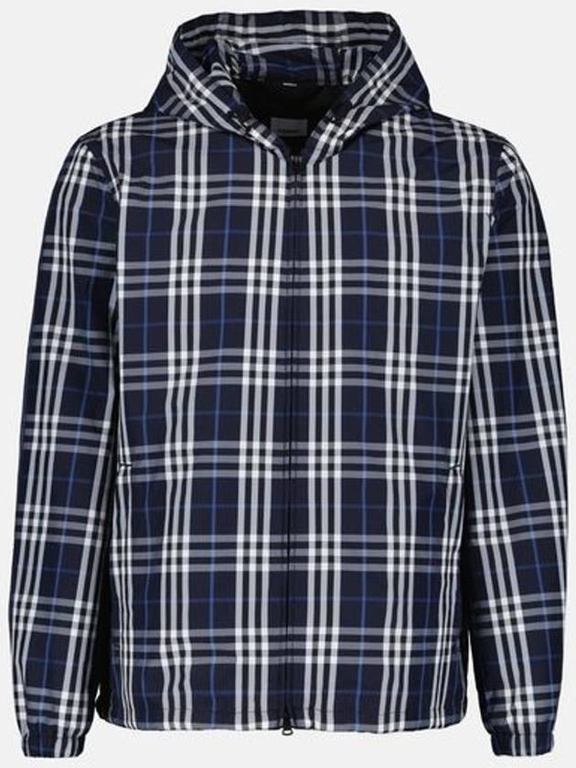 Check Polyamide Hooded Jacket Navy - BURBERRY - BALAAN 2