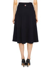 Pointelle Rip Below The Knee A-Line Skirt Navy - THOM BROWNE - BALAAN 7