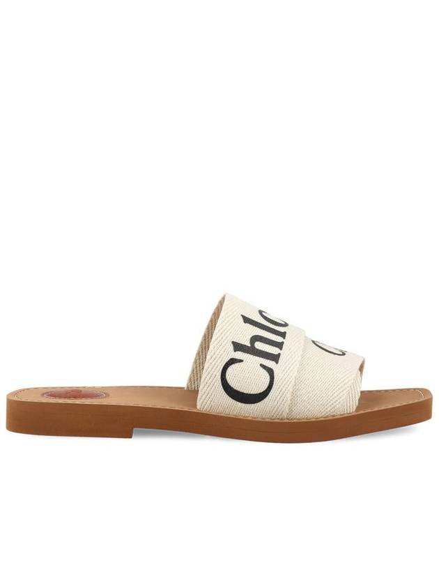 Woody Logo Flat Mule Slippers White - CHLOE - BALAAN 2