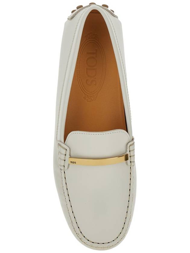 White Loafers With Logo Plaque And Rubber Sole In Leather Woman - TOD'S - BALAAN 4