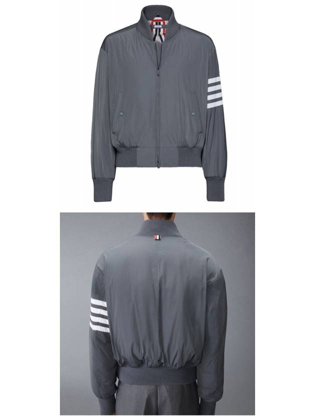 Poly Twill 4-Bar Oversized Knit Down Bomber Jacket Medium Grey - THOM BROWNE - BALAAN 5