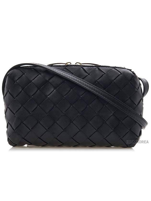 Intrecciato Lamb Leather Mini Cross Bag Black - BOTTEGA VENETA - BALAAN 4