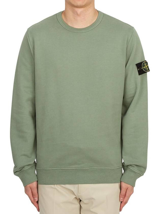 Brushed Cotton Fleece Garment Dyed Crewneck Sweatshirt Sage Green - STONE ISLAND - BALAAN 2