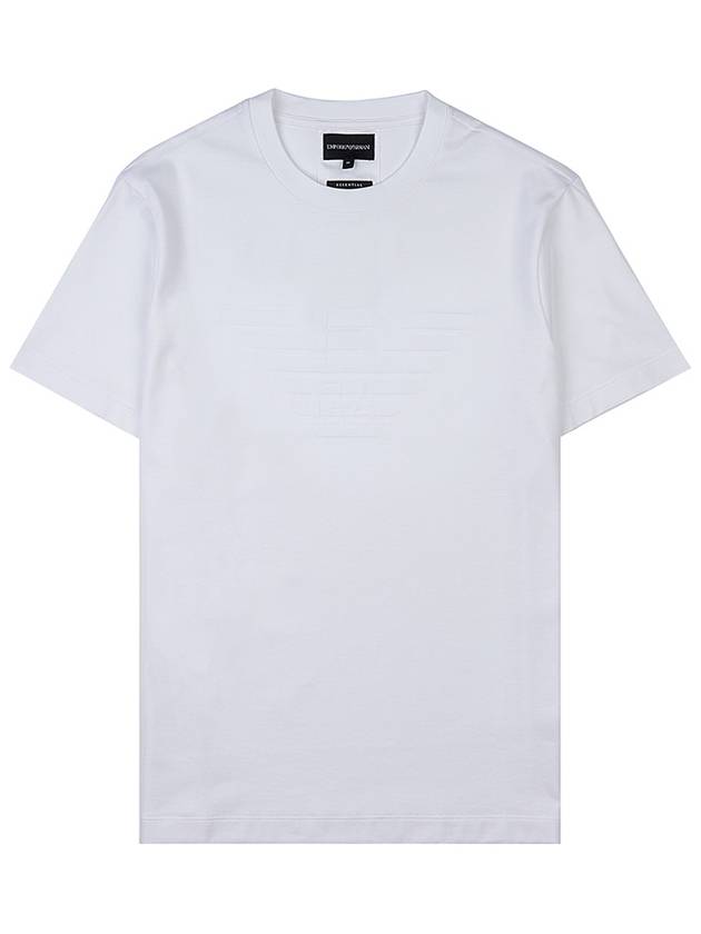 Logo Jacquard Cotton Short Sleeve T-Shirt White - EMPORIO ARMANI - BALAAN.