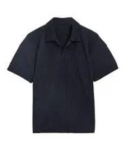 Homme Basic Plissé Pleated Polo Shirt Navy - ISSEY MIYAKE - BALAAN 2