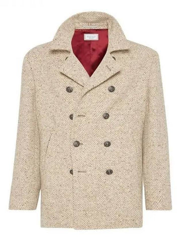 herringbone wool peacoat - BRUNELLO CUCINELLI - BALAAN 1