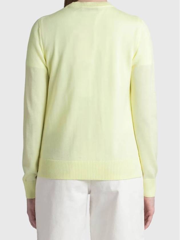 Fox Head Round Neck Cardigan Yellow Women s - MAISON KITSUNE - BALAAN 5