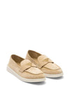 Triangle Logo Suede Leather Loafers Beige - PRADA - BALAAN 5