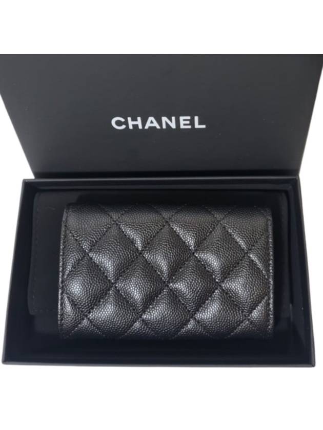 CC logo flap caviar card wallet black - CHANEL - BALAAN 6