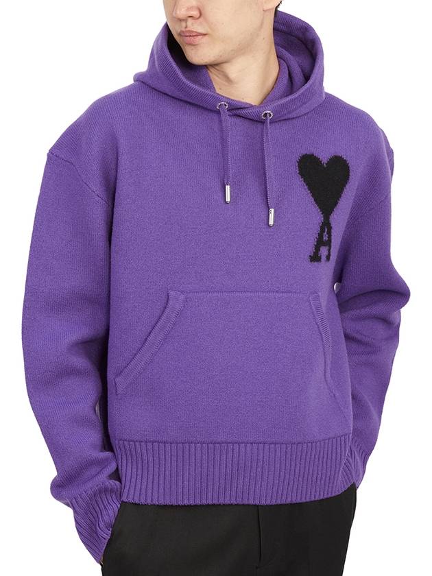 Big Heart Logo Wool Hoodie Purple - AMI - BALAAN 6