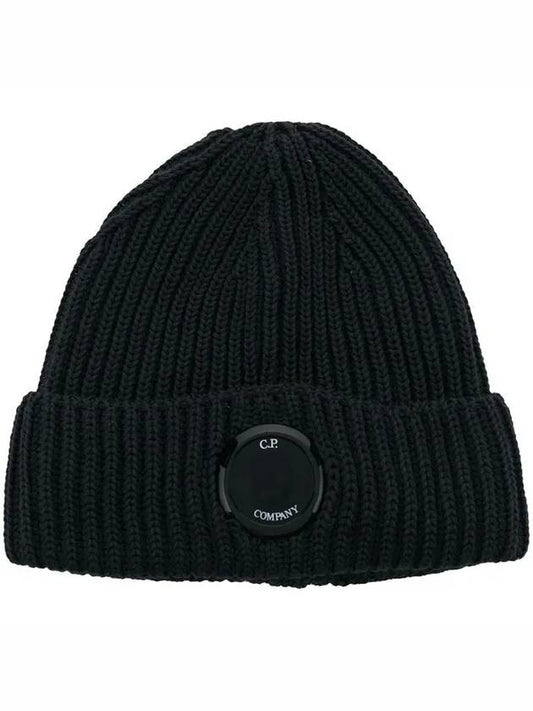 Wappen Merino Wool Beanie Black - CP COMPANY - BALAAN.