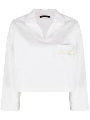 Women's Filomena Cotton Linen Long Sleeve Shirt White - LORO PIANA - BALAAN.