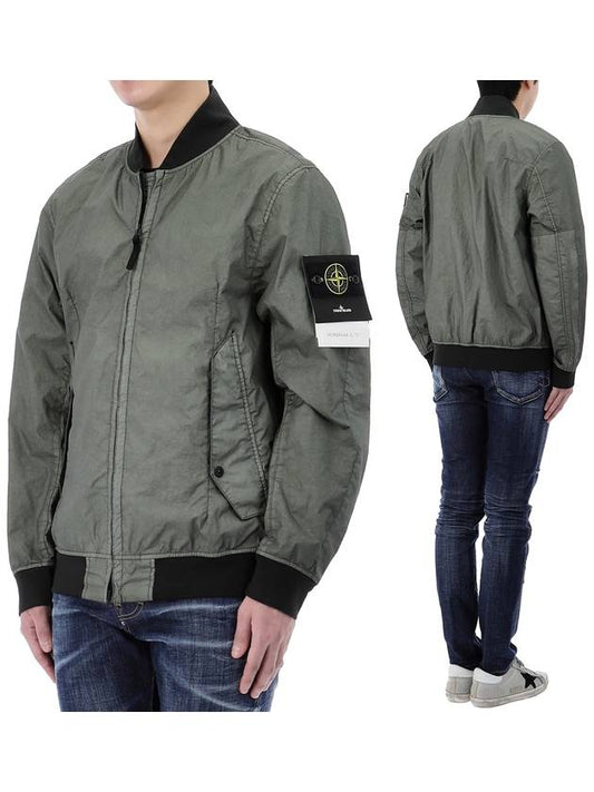 Men's Wappen Patch Zip-Up Bomber Jacket Green - STONE ISLAND - BALAAN 2