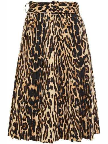 Women's Leopard Print Pleated Skirt Brown - BURBERRY - BALAAN 1