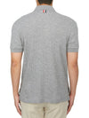 RWB Button Ribbed Polo Wool Knit Top Grey - THOM BROWNE - BALAAN 4