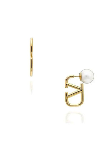 Valentino 5W2J0H22 DHC 0O3 J0H22 Garavani V logo pearl earrings - RED VALENTINO - BALAAN 1