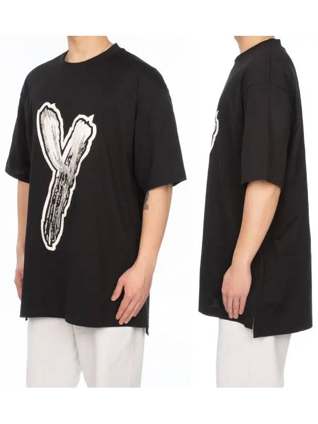 Graphic Logo Cotton Short Sleeve T-Shirt Black - Y-3 - BALAAN 6