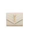 Matelasse Monogram Quilting Flap Half Wallet Blanc Vintage - SAINT LAURENT - BALAAN 1