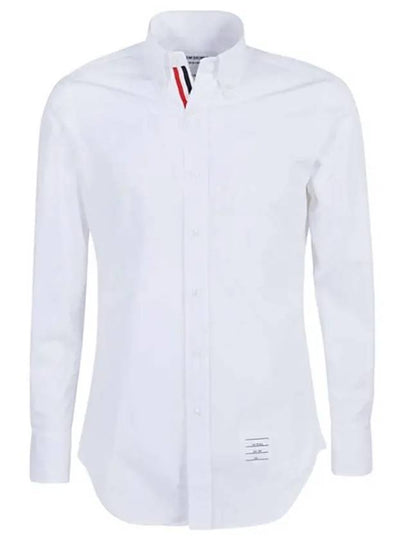 Men's Grosgrain Placket Solid Poplin Long Sleeve Shirt White - THOM BROWNE - BALAAN 2