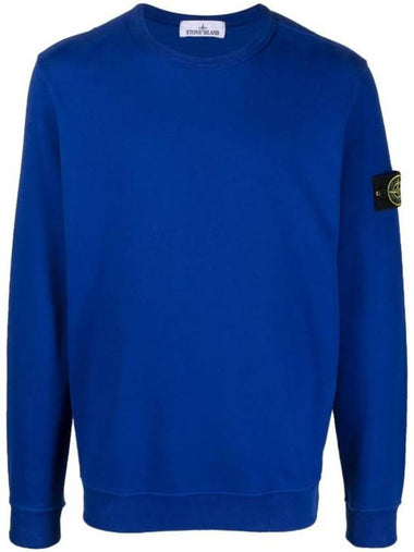 Brushed Cotton Fleece Garment Dyed Crewneck Sweatshirt Ultramarine Blue - STONE ISLAND - BALAAN 1