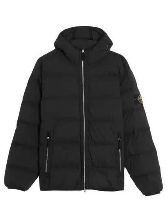 Seamless Logo Nylon Hooded Padded Jacket Black - STONE ISLAND - BALAAN 2