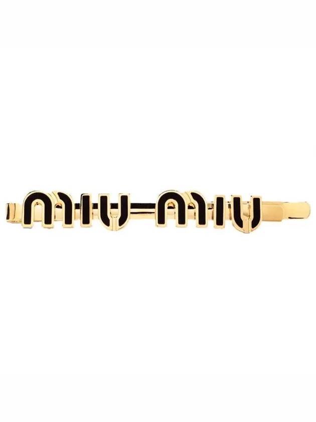 Enamel Metal Hair Clip Gold Black - MIU MIU - BALAAN 2