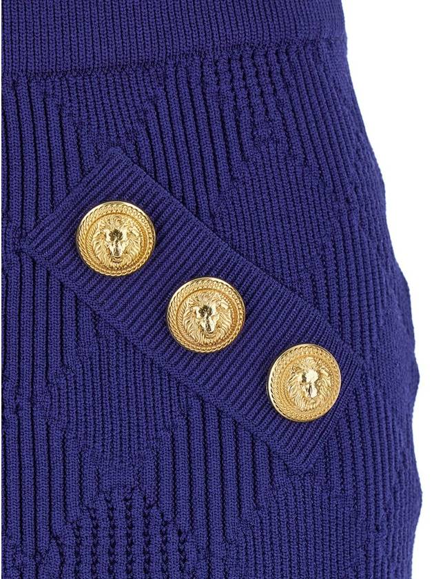 Blue Mini Skirt With Jewel Buttons In Viscose Blend Woman - BALMAIN - BALAAN 3